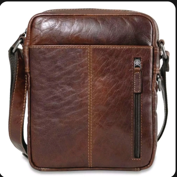 Jack Georges Voyager collection slim zippered crossbody Brown Purse Messenger